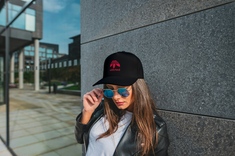 Addicted Flat Bill Cap – Limited Drop (Red Embroidery)