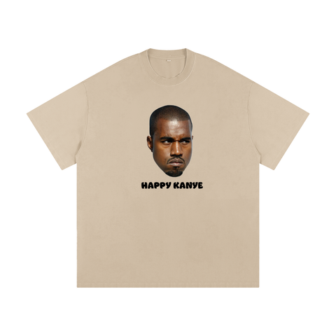 Happy Kanye Tee,Kanye West T-Shirt,Streetwear Graphic Tee,Heavyweight T-Shirt,Loose Fit T-Shirt,Statement Tee,High End Streetwear,Limited Edition Tee,Streetwear Essentials,Luxury Streetwear