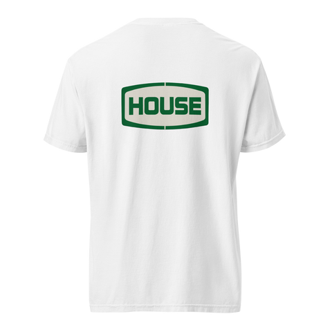 House Limited Drop Tee – Embroidered Front, Logo Back