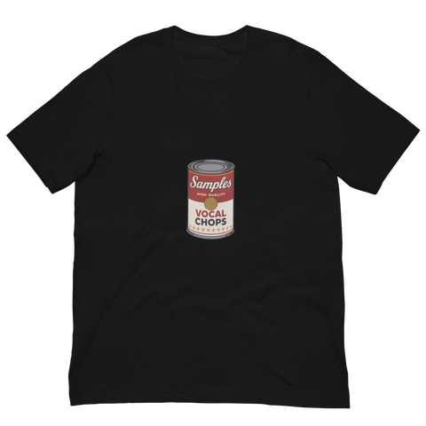 SAMPLES Vocal Chops Single Can Tee – Affordable Pop-Art Rave Tee