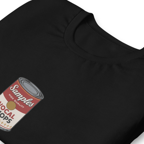 SAMPLES Vocal Chops Single Can Tee – Affordable Pop-Art Rave Tee