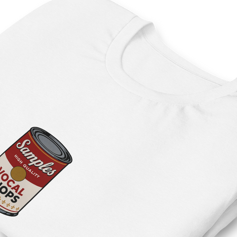 SAMPLES Vocal Chops Single Can Tee – Affordable Pop-Art Rave Tee