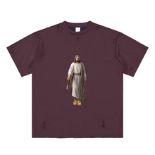Load image into Gallery viewer, Kanye Jesus Tee,Reversible Streetwear Shirt,Luxury Streetwear,Hand Frayed T-Shirt,Limited Edition Streetwear,Yeezy Inspired Fashion,High End Graphic Tee,StreetStyle,DropCulture,Modern Messiah Shirt
