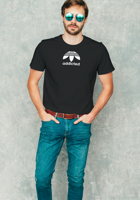 Addicted Limited Drop Tee – Embroidered Front + Tagline Back