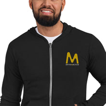 Load image into Gallery viewer, Matter &amp; Motion Music &quot;M&quot; Logo Unisex zip hoodie
